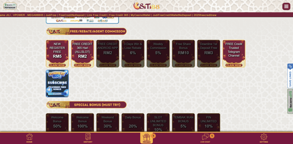 Siti88 casino promotions page