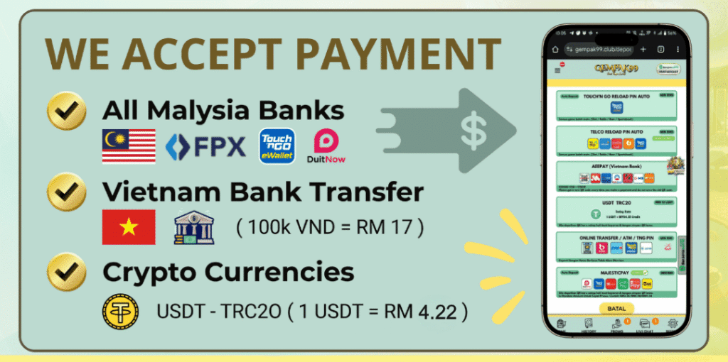 Gempak99's casino payment method