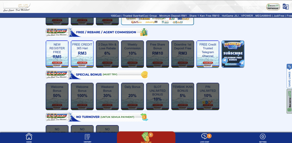 100Cuci casino promotions page