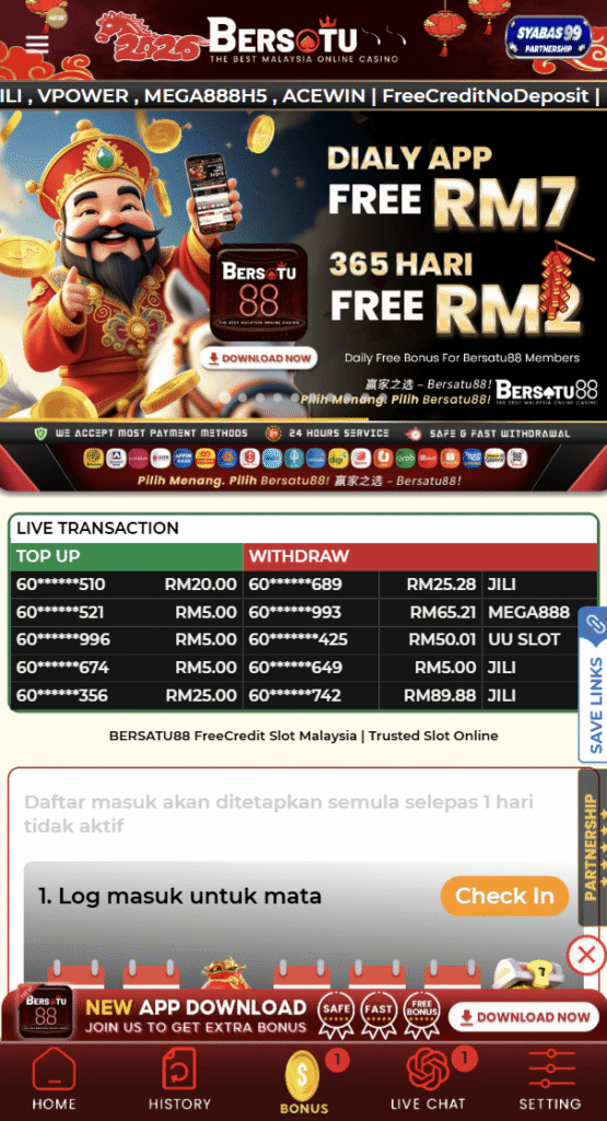 Bersatu88 casino in mobile view