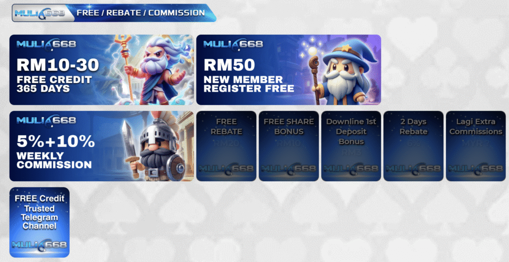 Mulia668 online casino free credit promotions