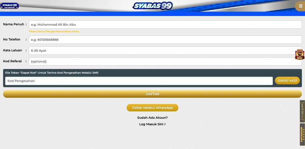 Syabas99 register guide
