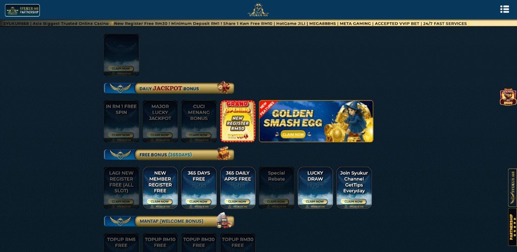 Syukur668 casino promotions and free credit no deposit offers.