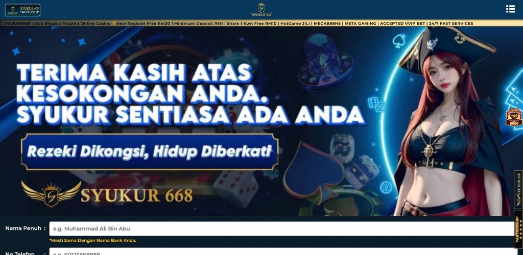 Syukur668 register page.