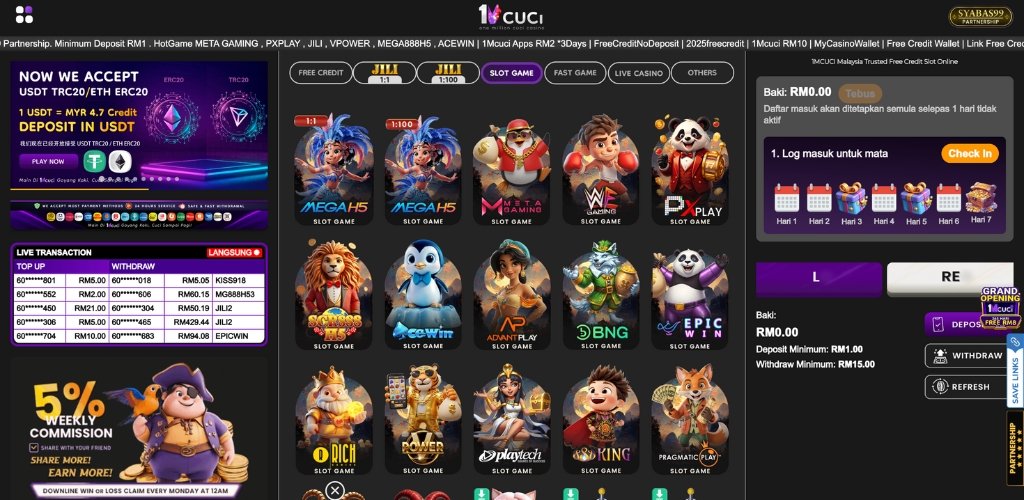 1MCuci Free Credit Slot Games